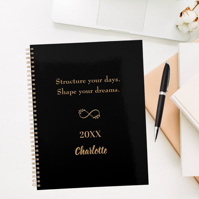 Agenda Black gold inspirational quote 2026 (Criador carregado)