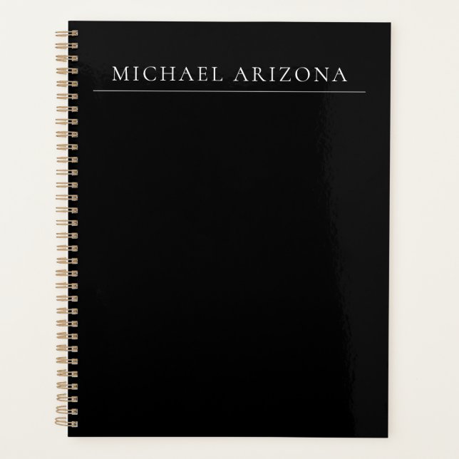 Agenda Black Minimalist Plain Modern Own Name (Frente)