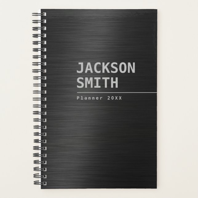 Agenda Black Modern Simple Personed Name Professional (Frente)