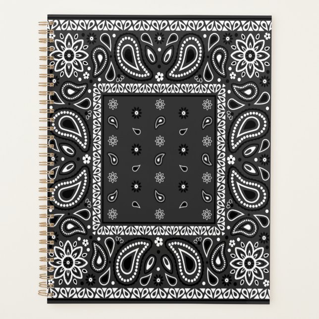 Agenda Black Paisley Bandana Birthday Hip Hop Rap Scarf (Frente)