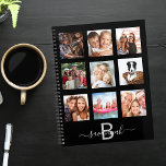 Agenda Black photo collage monogram appointment 2023<br><div class="desc">Make your own unique family photo collage as a gift or for yourself. Use four, 9 of your favorite photos of your family, friends, dream travel destination or pet! Personalize and add a name and your monogram letter. The name is written with a modern hand lettered style script with swashes....</div>