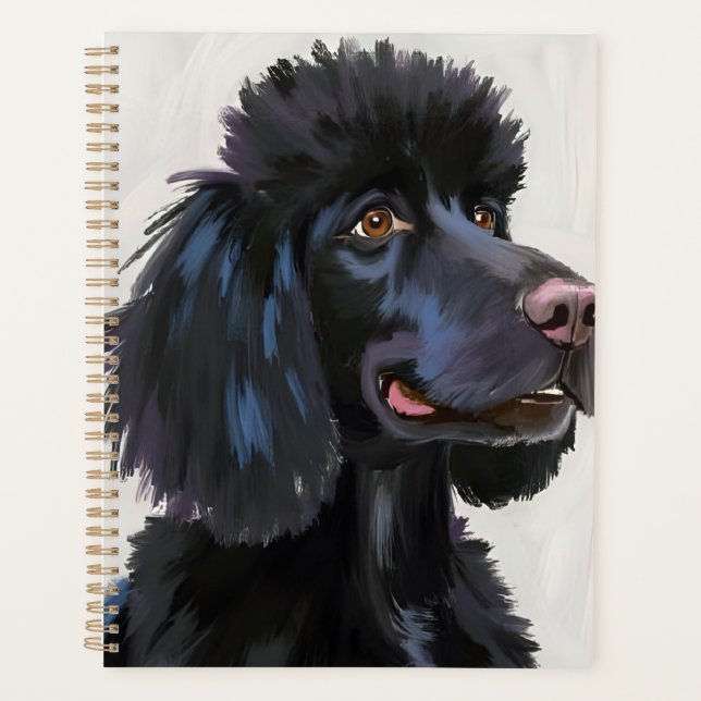 Agenda Black Poodle | Dog Watercolor Pet Painting (Frente)