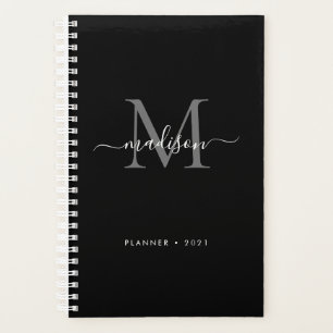 Agenda Black Silver Cinza Girly Monographic Nome do Scrip