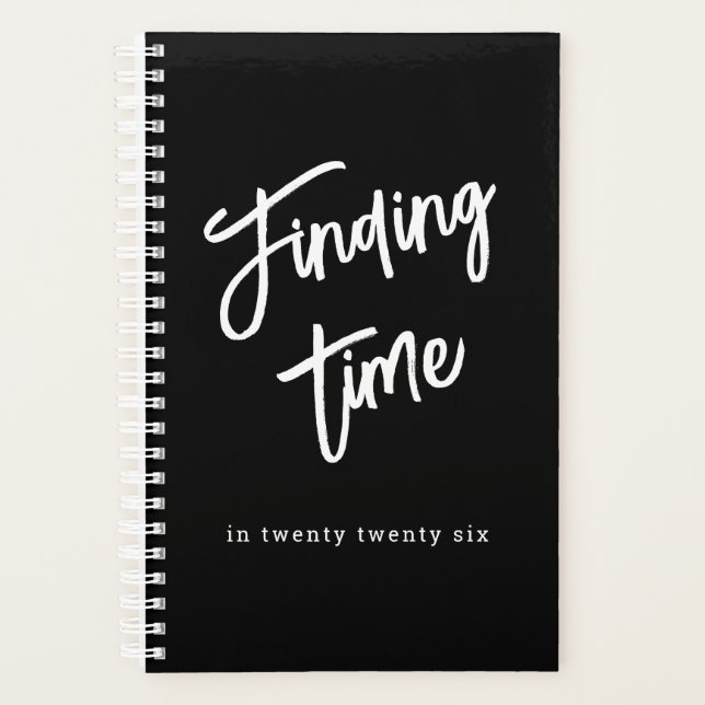 Agenda Black & White Bold Script Personalized Name  (Frente)