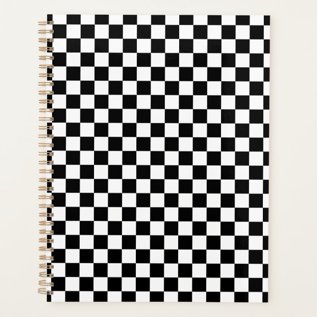 Agenda Black White Checkered Checkerboard (Frente)
