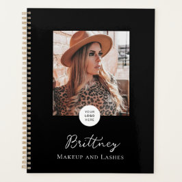 Agenda Black White Script Logo Photo Makeup Customizable 