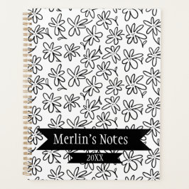 Agenda Black & White Seamless Floral Year Planner