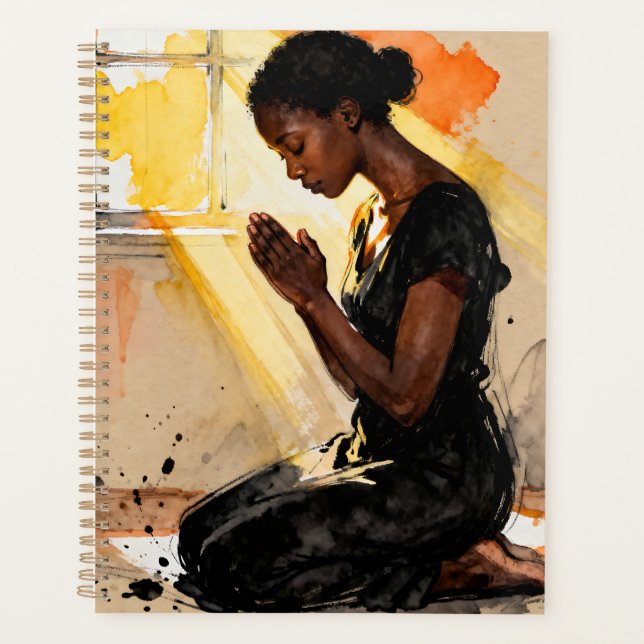 Agenda Black Woman Praying | Impasto Abstract Art (Frente)