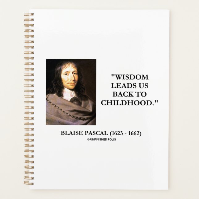Agenda Blaise Pascal Wisdom Nos Leva De Volta À Infância (Frente)
