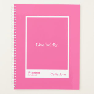 Agenda Bloco de Citação Rosa Vibrante Totalmente Person