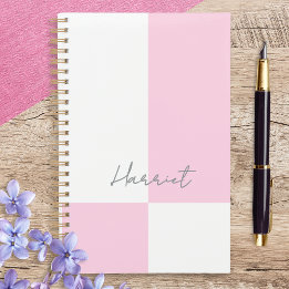 Agenda Bloco de Cor Pastel Rosa e Branco Personalizado