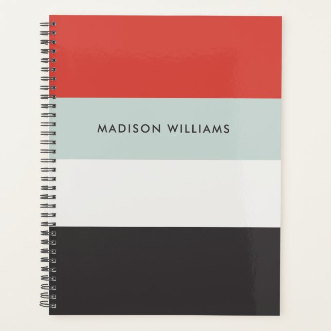 Agenda Bloco de Cores Personalizado Monograma Horizontal (Frente)