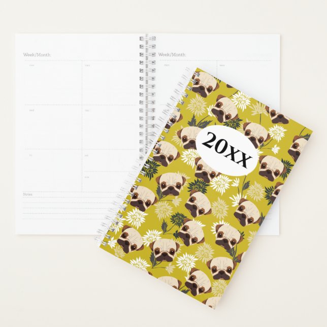 Agenda Bloco de Notas de Cute Pug Planner (Exibição)