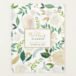 Agenda Bloco Dourado de Casamento Floral Chic White Plann