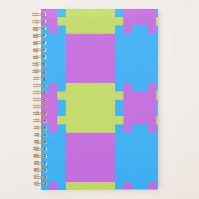 Agenda Blocos de cor verde azul cor-de-rosa 7 (Frente)