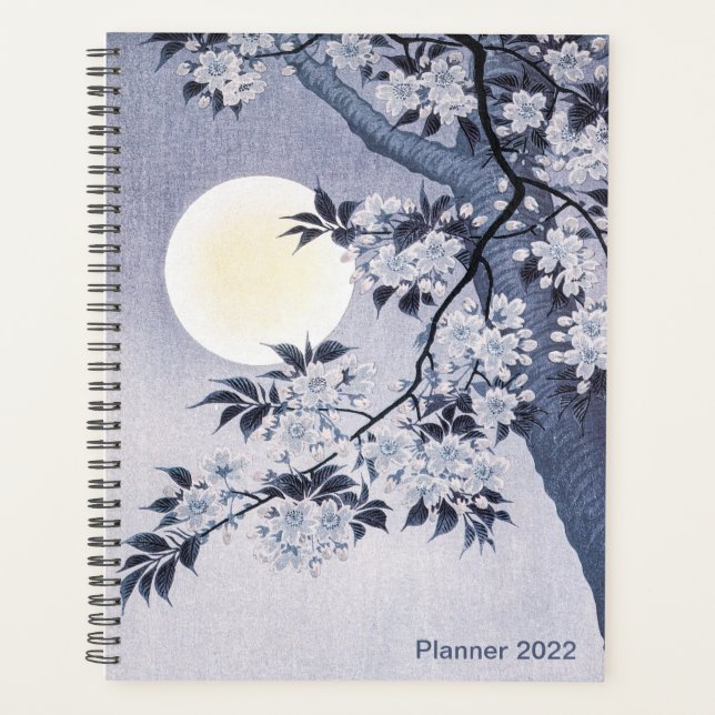 Agenda Blossoming Cherry Moonlit Night, Koson, Japonês, (Frente)