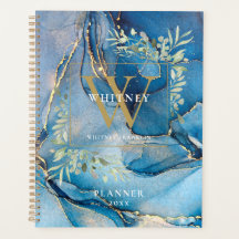 Blue Agate Geode Greenery Nome do Monograma 2023