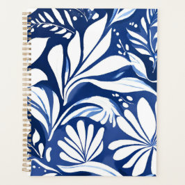 Agenda Blue Botanical Watercolor Floral Pattern