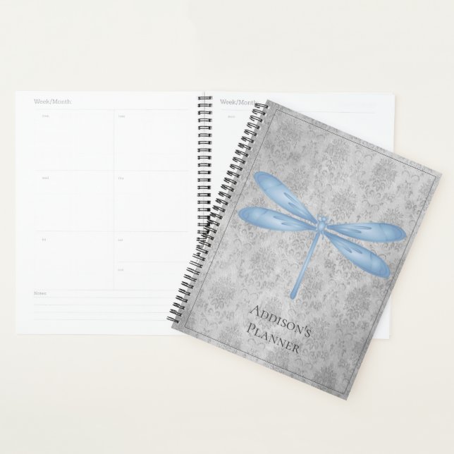 Agenda Blue Dragonfly Damask (Exibição)