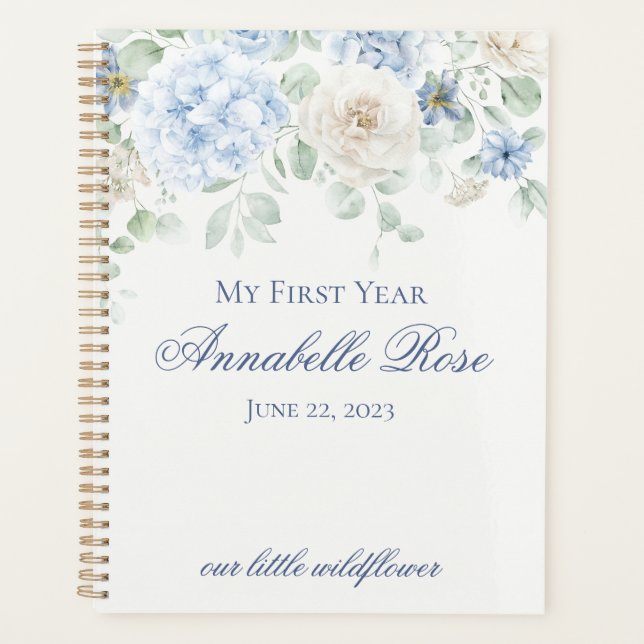 Agenda Blue Floral Hydrangea Botanical My First Year (Frente)