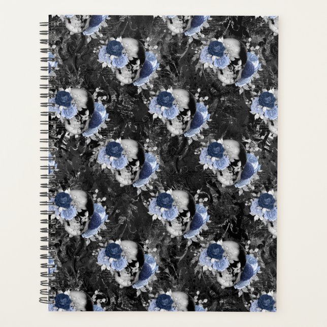 Agenda Blue Floral Skull Series Design 1 (Frente)