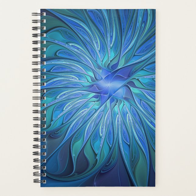 Agenda Blue Flower Fantasy Pattern, Abstract Fractal Art (Frente)