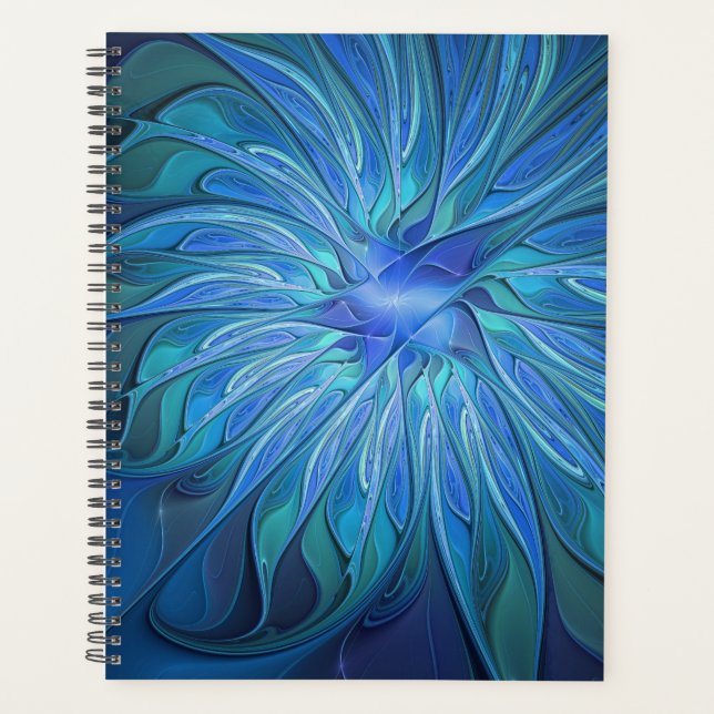 Agenda Blue Flower Fantasy Pattern, Abstract Fractal Art (Frente)