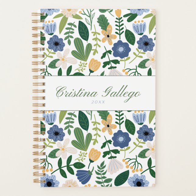 Agenda Blue & Green Flower Planner (Frente)