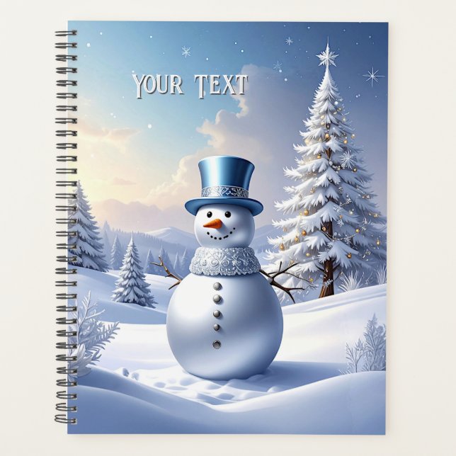 Agenda Blue Hat Snowman Christmas Tree Holiday Planner (Frente)