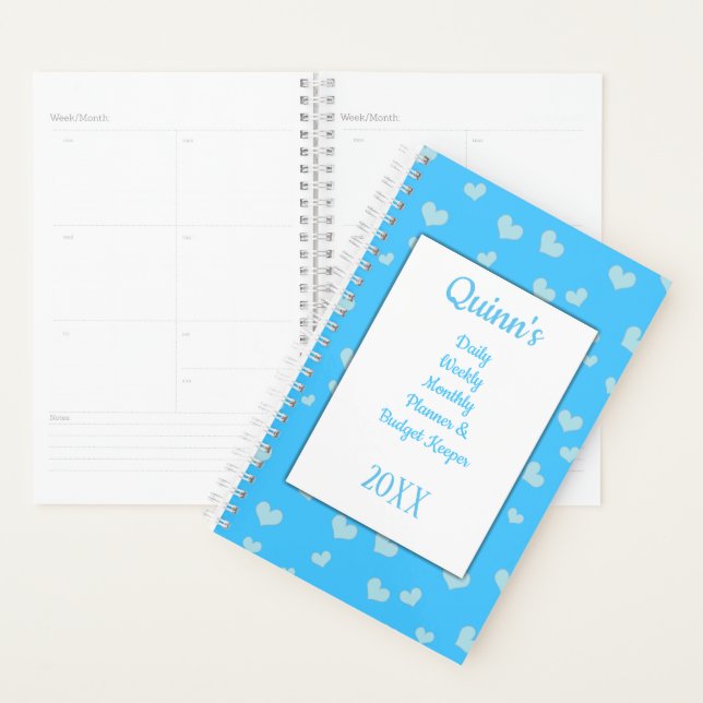 Agenda Blue Hearts Daily Budget (Exibição)