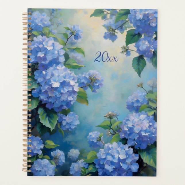 Agenda Blue Hydrangeas Floral Spiral-Bound Planner Spring (Frente)