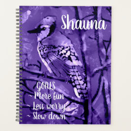Agenda Blue Jay Bird Pink Abstrato Art Personalizado