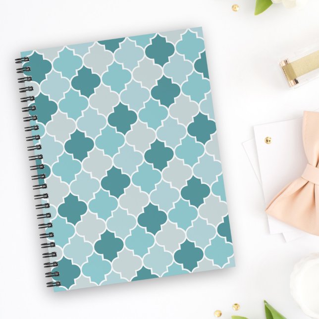 Agenda Blue Marroquino Trellis, Laticework, Quatrefoil (Criador carregado)