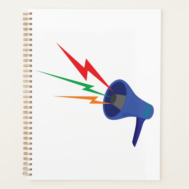 Agenda Blue Megaphone with Colorful Lightning Bolts (Frente)