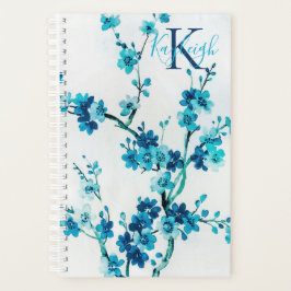 Agenda Blue Watercolor Blooms | Monograma