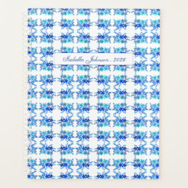 Agenda Blue Watercolor Floral Personalized Planner