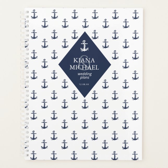 Agenda Blue Wave Anchor Pattern Wedding ID836 (Frente)