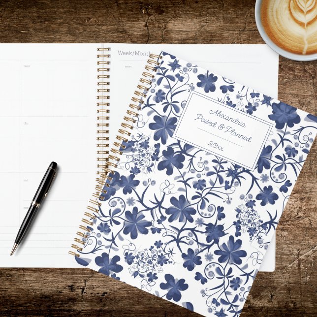 Agenda Blue & White Country Floral (Criador carregado)