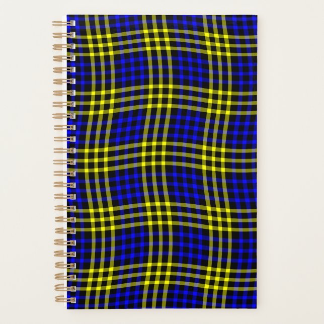 Agenda Blue Yellow Plaid Checker Seamless Pattern (Frente)