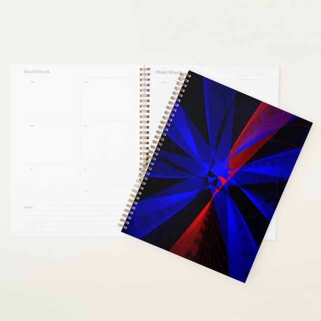 Agenda Blueberry Color Abstract Geometric Spiral Planner (Exibição)