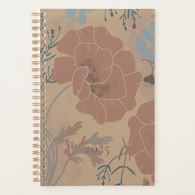Agenda Blumenmuster, Mocha mousse Farbe. (Frente)