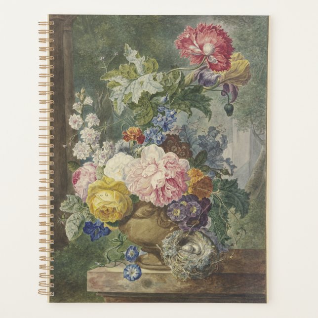 Agenda Blumenstrauß em einer Vase mit Vogelnest (Frente)