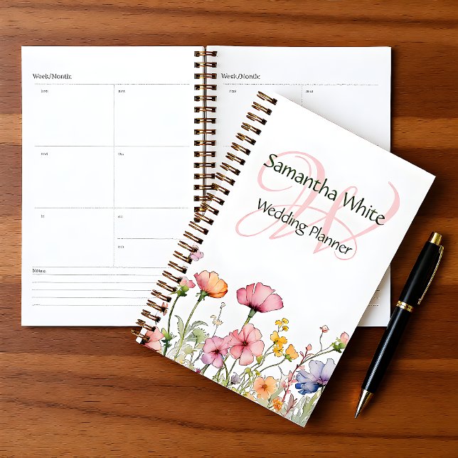 Agenda Blush Garden Watercolor Personalized Planner (Criador carregado)