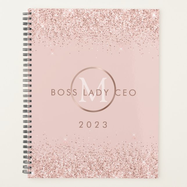Agenda Blush Glitter Boss Lady CEO Personalizada 2023 (Frente)