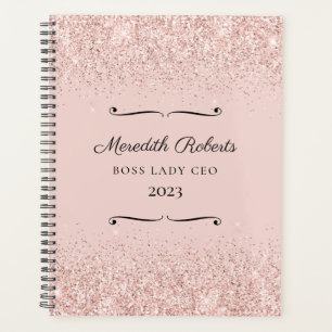 Agenda Blush Glitter Boss Lady CEO Personalized 2023