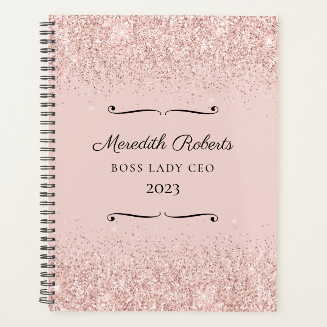 Agenda Blush Glitter Boss Lady CEO Personalized 2023 (Frente)