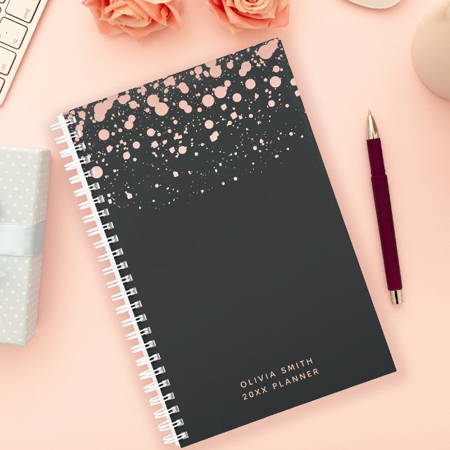 Agenda Blush Personalizado & Preto (Criador carregado)