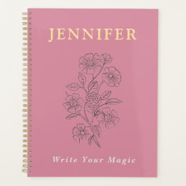 Agenda Blush Rosa Caderno de Nome Personalizado – Doce &