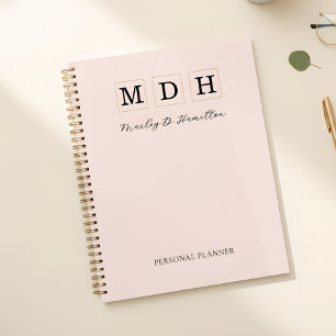 Agenda Blush Rosa Monograma Pessoal