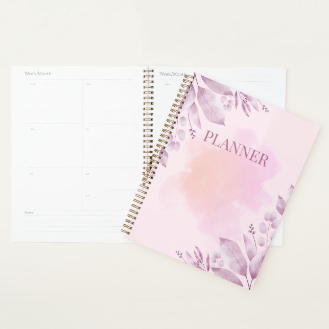 Agenda Blush Watercolor Planner - Design mínimo e feminin (Exibição)